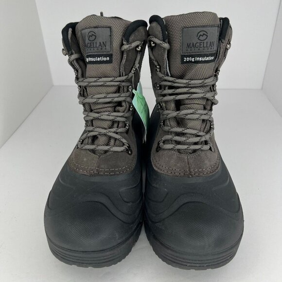 Magellan Outdoor Mens 177852 Gray Leather Lace Up Ankle Size 9D Hiking Boots
